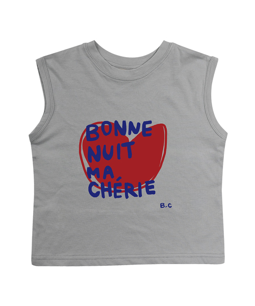 BEACHESAND CREAM KIDS(ビーチスアンドクリームキッズ)の「ボネットハート 袖なしTシャツ-グレー(Bonnet Sleeveless T gray)(Tシャツ/カットソー・レディース・グレー・SMALL/MEDIUM/LARGE)」の1枚目の写真
