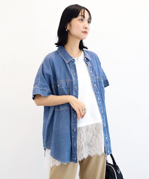 Green Parks(グリーンパークス)の「裾レースイレヘムフレンチTシャツ(Tシャツ/カットソー・レディース・ブラウン/ホワイト/ブラック・FREE)」の18枚目の写真