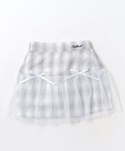 PINKHUNT(ピンクハント)の「PINKHUNT チュール切替スカート 1827K(デニムスカート・キッズ・ブラック/ホワイト・160cm/120cm/140cm/150cm/130cm)」の1枚目の写真