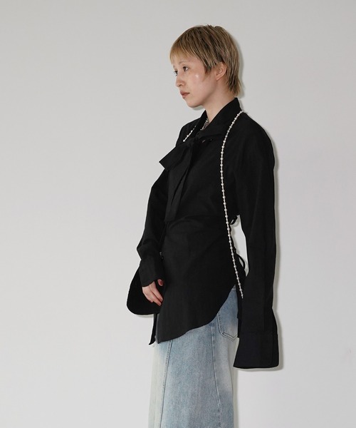 chuclla（チュクラ）の「バックレースアップ ボウタイシャツ chw26a021（シャツ/ブラウス・レディース・ブルー/ブラック/ホワイト・FREE）」の5枚目の写真