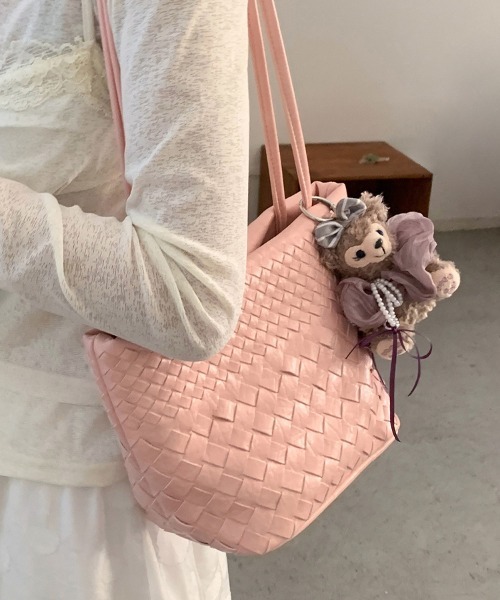ONEP STAR（ワンピスター）の「編み込みショルダーバック（ショルダーバッグ・レディース・グレイッシュブルー/ブラック/イエロー/ピンク・FREE）」の14枚目の写真