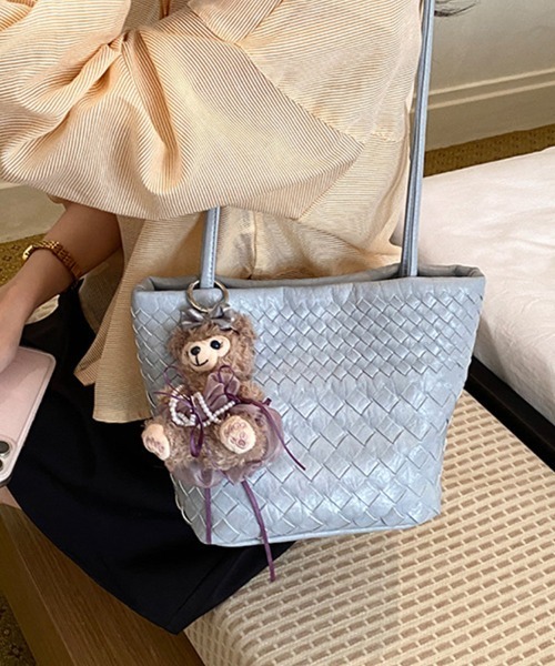 ONEP STAR（ワンピスター）の「編み込みショルダーバック（ショルダーバッグ・レディース・グレイッシュブルー/ブラック/イエロー/ピンク・FREE）」の16枚目の写真
