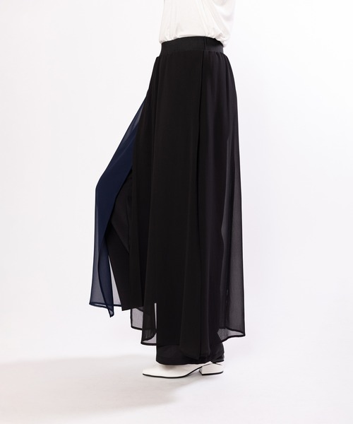OSMOSIS(オズモーシス)の「シフォンレイヤードパンツ(その他パンツ・レディース・ブラック/ブラック系その他/グレー・ONE SIZE)」の5枚目の写真