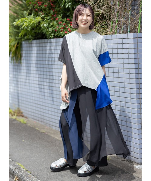 OSMOSIS(オズモーシス)の「シフォンレイヤードパンツ(その他パンツ・レディース・ブラック/ブラック系その他/グレー・ONE SIZE)」の9枚目の写真