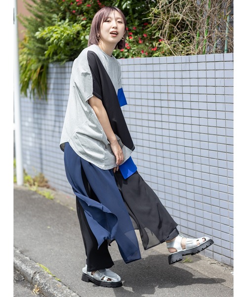 OSMOSIS(オズモーシス)の「シフォンレイヤードパンツ(その他パンツ・レディース・ブラック/ブラック系その他/グレー・ONE SIZE)」の11枚目の写真