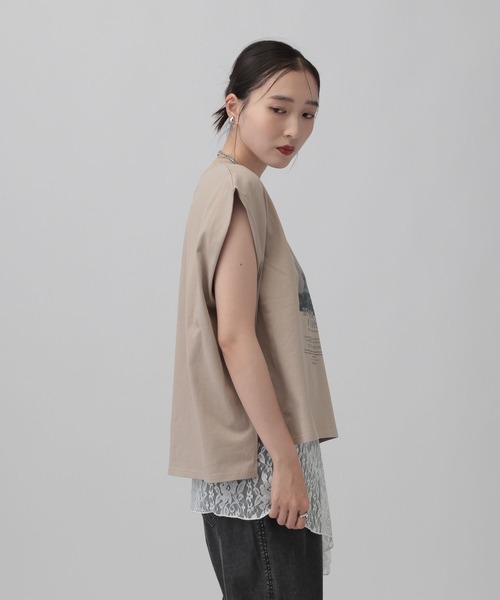 LEPSIM（レプシィム）の「フォトロゴプリントノースリーブ　778710（Tシャツ/カットソー・レディース・チャコールグレー/ベージュ/オフホワイト・FREE）」の8枚目の写真