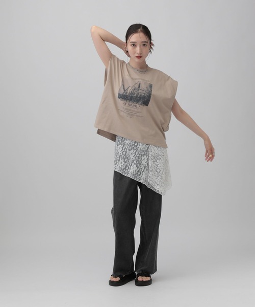 LEPSIM（レプシィム）の「フォトロゴプリントノースリーブ　778710（Tシャツ/カットソー・レディース・チャコールグレー/ベージュ/オフホワイト・FREE）」の10枚目の写真