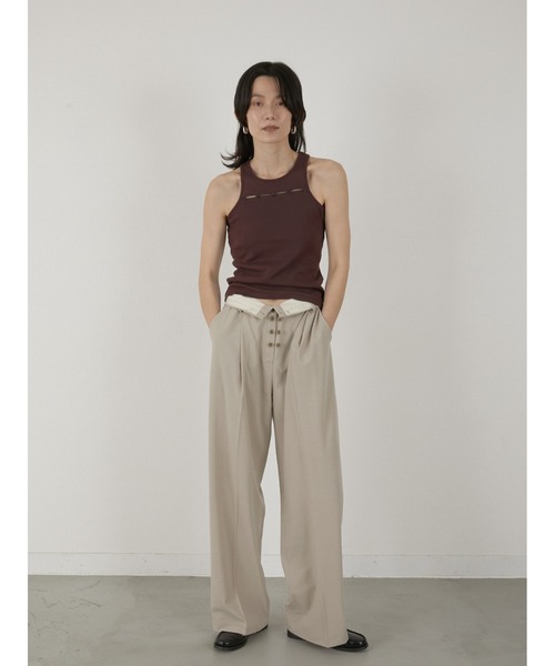 LA PEAU DE GEM（ラポドゥジェム）の「【LA PEAU DE GEM】button slacks/ボタンスラックス（スラックス・レディース・ブラック/ベージュ・S/M）」の7枚目の写真