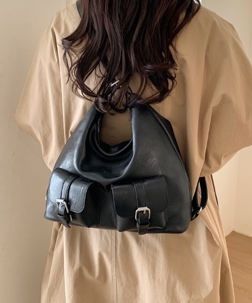 HAILY(ヘイリー)の「フロントダブルポケット3WAYショルダーバッグ/A4サイズ対応(ショルダーバッグ・レディース・ブラック/ダークブラウン・FREE)」の8枚目の写真