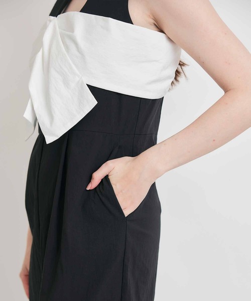 PICCIN PERLA（ピッチンペルラ）の「配色リボンオールインワン（サロペット/オーバーオール・レディース・ブラック・M/S）」の6枚目の写真
