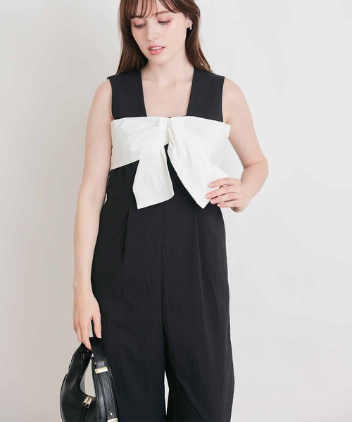 PICCIN PERLA（ピッチンペルラ）の「配色リボンオールインワン（サロペット/オーバーオール・レディース・ブラック・M/S）」の10枚目の写真
