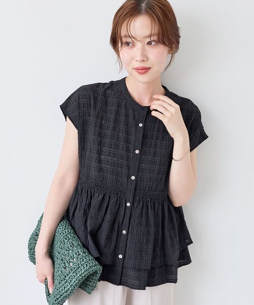 le.coeur blanc(ルクールブラン)の「シアーチェックペプラムブラウス(シャツ/ブラウス・レディース・オフホワイト/ブラック・38)」の18枚目の写真