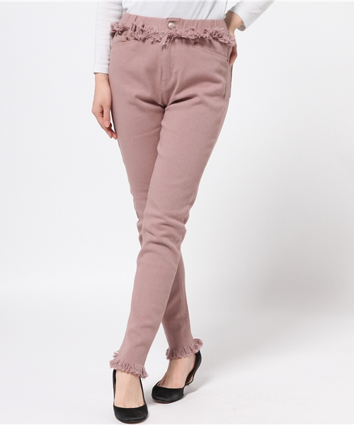 Omekashi（オメカシ）の「【Omekashi】フリンジスキニーパンツ（その他パンツ・レディース・ブラック/ホワイト/ピンク/ミント・1/2）」の4枚目の写真