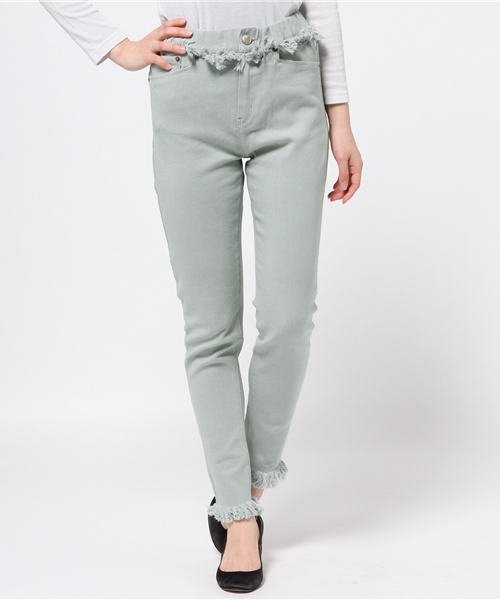 Omekashi（オメカシ）の「【Omekashi】フリンジスキニーパンツ（その他パンツ・レディース・ブラック/ホワイト/ピンク/ミント・1/2）」の3枚目の写真