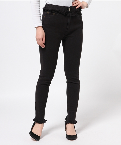 Omekashi（オメカシ）の「【Omekashi】フリンジスキニーパンツ（その他パンツ・レディース・ブラック/ホワイト/ピンク/ミント・1/2）」の2枚目の写真