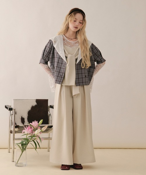 loin nuit(ロワンニュイ)の「sailor collar lace jacket / セーラーカラーレースジャケット(テーラードジャケット・レディース・ピンク/グレー/ネイビー・FREE)」の8枚目の写真