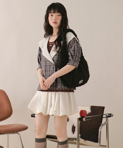 loin nuit(ロワンニュイ)の「sailor collar lace jacket / セーラーカラーレースジャケット(テーラードジャケット・レディース・ピンク/グレー/ネイビー・FREE)」の17枚目の写真