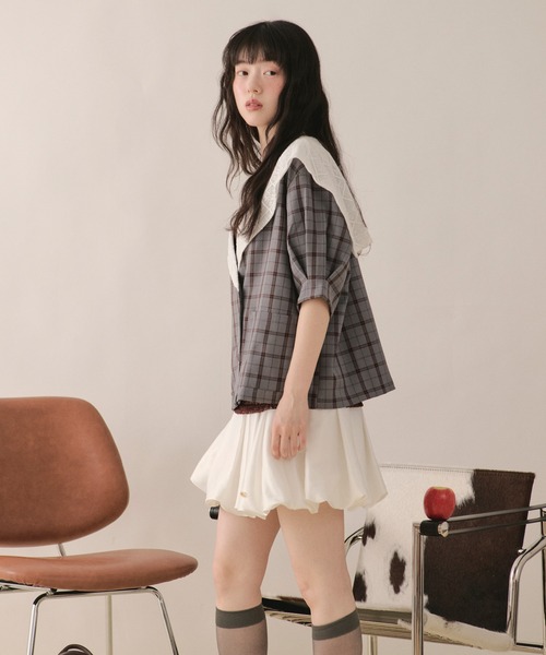 loin nuit(ロワンニュイ)の「sailor collar lace jacket / セーラーカラーレースジャケット(テーラードジャケット・レディース・ピンク/グレー/ネイビー・FREE)」の20枚目の写真