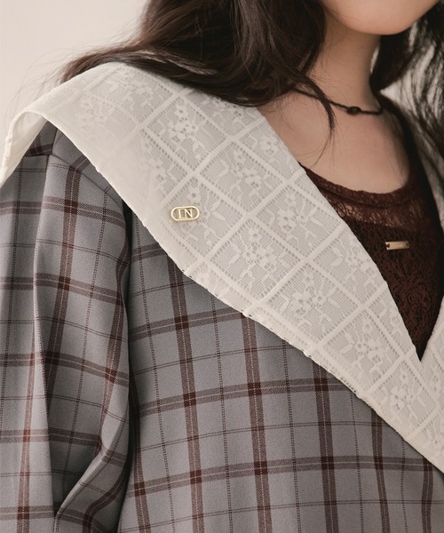 loin nuit(ロワンニュイ)の「sailor collar lace jacket / セーラーカラーレースジャケット(テーラードジャケット・レディース・ピンク/グレー/ネイビー・FREE)」の22枚目の写真
