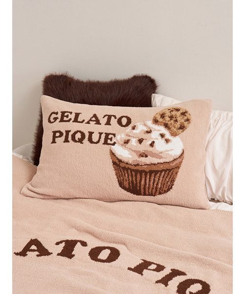 ジェラートピケ モチーフジャガードマルチカバー+ピローケース カップケーキ Sleep】スイーツジャガードピローケース（寝具）｜gelato pique Sleep