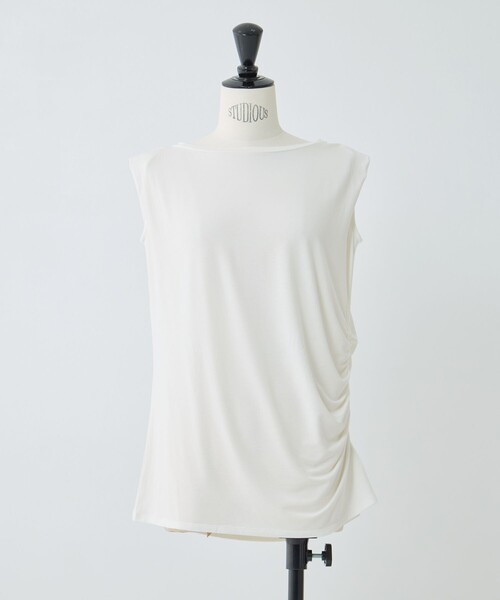 STUDIOUS（ステュディオス）の「【determ/デターム】《STUDIOUS別注》collagen no sleeve tops/コラーゲンノースリーブトップス（タンクトップ・レディース・ダークグレー/ホワイト/ブラック・S/XS）」の2枚目の写真