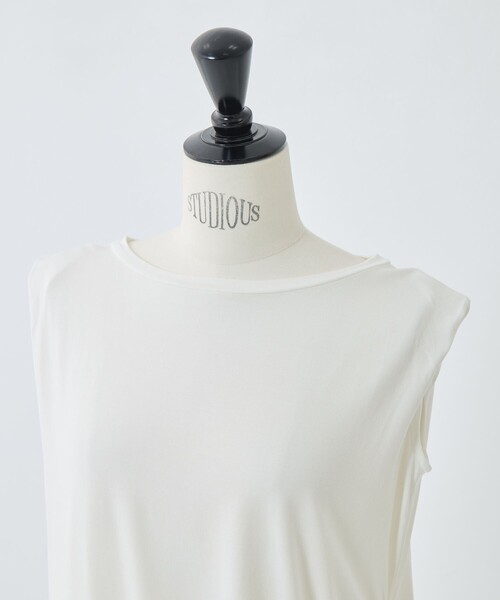 STUDIOUS（ステュディオス）の「【determ/デターム】《STUDIOUS別注》collagen no sleeve tops/コラーゲンノースリーブトップス（タンクトップ・レディース・ダークグレー/ホワイト/ブラック・S/XS）」の7枚目の写真