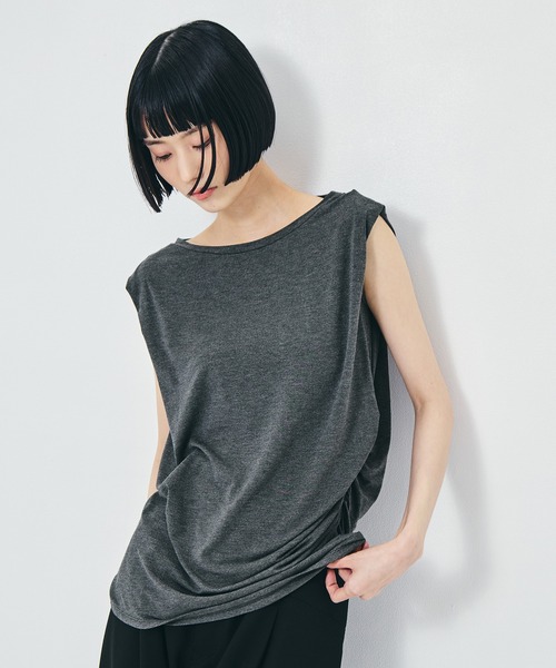 STUDIOUS(ステュディオス)の「【determ/デターム】《STUDIOUS別注》collagen no sleeve tops/コラーゲンノースリーブトップス(タンクトップ・レディース・ダークグレー/ホワイト/ブラック・S/XS)」の18枚目の写真