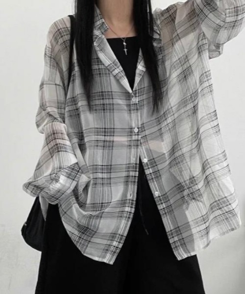 semplice（センプリチェ）の「シャツ【韓国ファッション】（シャツ/ブラウス・レディース・ホワイト/ブラック・F）」の3枚目の写真