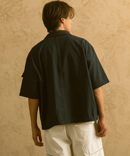 CIRCLEE（サークリー）の「CIRCLEE(サークリー)リネンシルクブレンド スキッパーシャツ（シャツ/ブラウス・メンズ・ネイビー・XL/L/M）」の3枚目の写真
