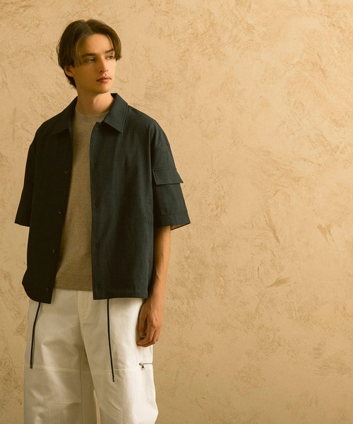 CIRCLEE（サークリー）の「CIRCLEE(サークリー)リネンシルクブレンド スキッパーシャツ（シャツ/ブラウス・メンズ・ネイビー・XL/L/M）」の10枚目の写真