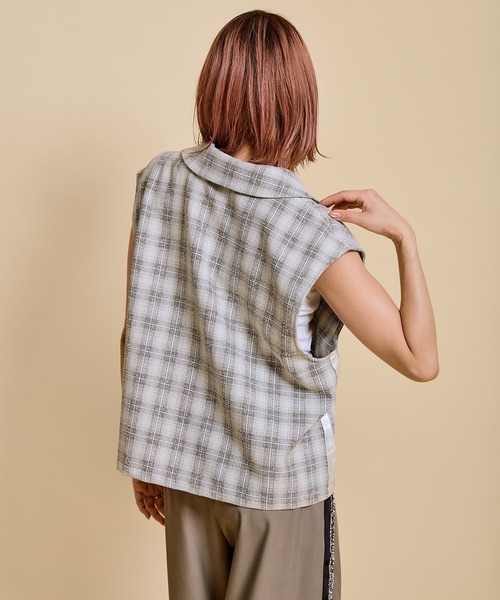 LHELBIE（レルビエ）の「ブークレーチェックベスト（Tシャツ/カットソー・レディース・ライトグリーン/グレー・M）」の15枚目の写真