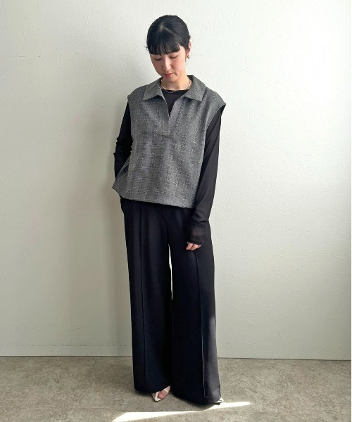 LHELBIE（レルビエ）の「ブークレーチェックベスト（Tシャツ/カットソー・レディース・ライトグリーン/グレー・M）」の10枚目の写真