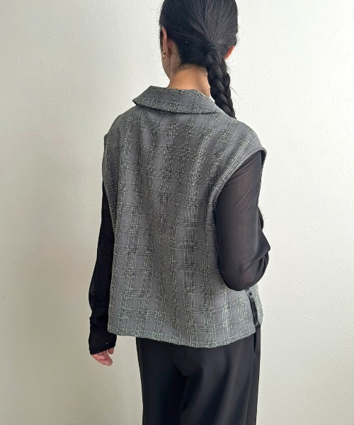 LHELBIE（レルビエ）の「ブークレーチェックベスト（Tシャツ/カットソー・レディース・ライトグリーン/グレー・M）」の18枚目の写真