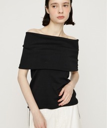 TUCKED OFFSHOULDER S/S TOPS タックドオフショルダーショートスリーブ
