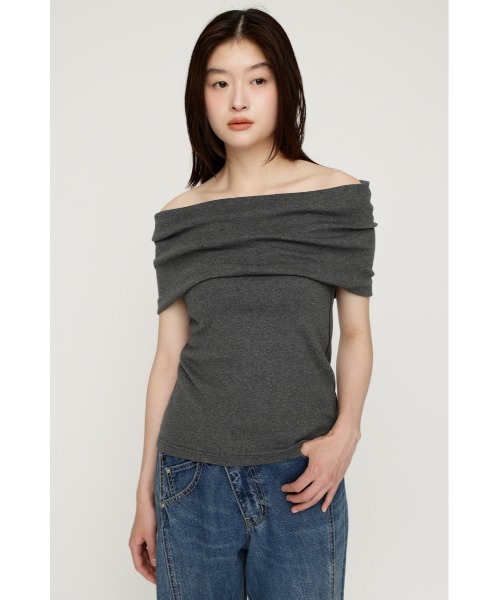 SLY(スライ)の「MANY WAY CUT TOPS メニーウェイカットトップス 夏服 秋服(Tシャツ/カットソー・レディース・ネイビー/ボルドー/ブラック/チャコールグレー・FREE)」の13枚目の写真