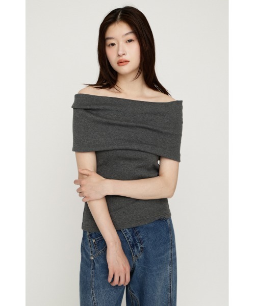 SLY(スライ)の「MANY WAY CUT TOPS メニーウェイカットトップス 夏服 秋服(Tシャツ/カットソー・レディース・ネイビー/ボルドー/ブラック/チャコールグレー・FREE)」の14枚目の写真
