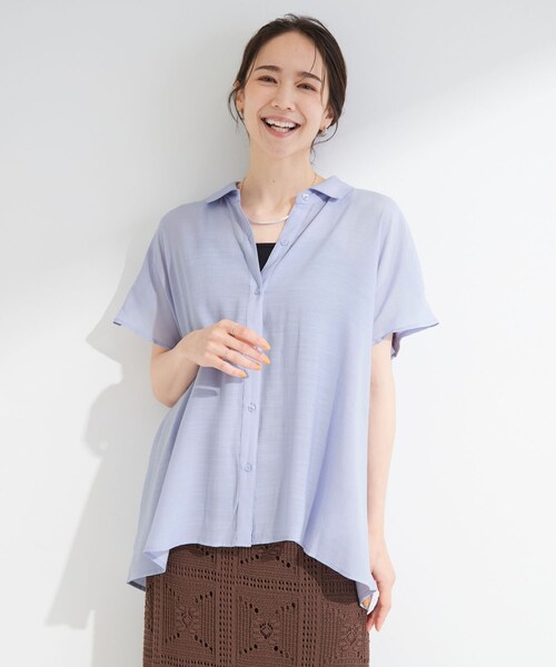 SHOO・LA・RUE(シューラルー)の「【ひんやり/UV】ほんのりシアーで上品な バックギャザーブラウス(シャツ/ブラウス・レディース・イエロー系その他/ブラック/ライトブルー/ダークブラウン・00)」の21枚目の写真