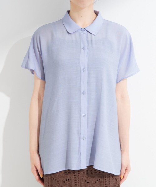 SHOO・LA・RUE(シューラルー)の「【ひんやり/UV】ほんのりシアーで上品な バックギャザーブラウス(シャツ/ブラウス・レディース・イエロー系その他/ブラック/ライトブルー/ダークブラウン・00)」の16枚目の写真