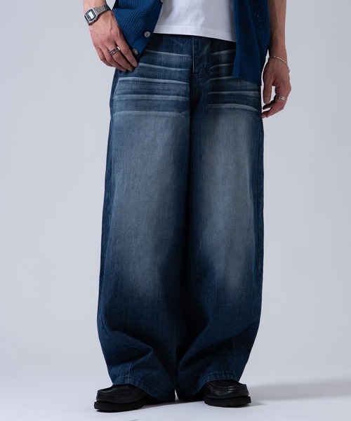 OXA（オグザ）の「ストライプデニムパンツ（デニムパンツ・メンズ・ネイビー・LARGE/MEDIUM）」の6枚目の写真