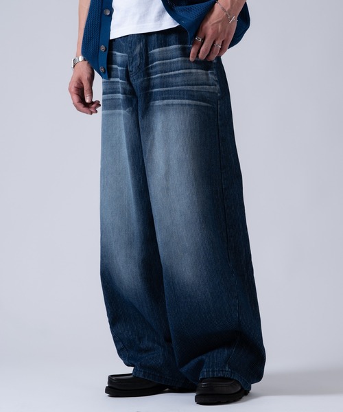 OXA（オグザ）の「ストライプデニムパンツ（デニムパンツ・メンズ・ネイビー・LARGE/MEDIUM）」の7枚目の写真