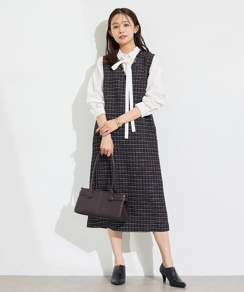 INDIVI(インディヴィ)の「【華やか/スタイルUP】上品ツイードジャンパードレス(ワンピース・レディース・ブラック系3/ホワイト系6・15 /13/34/38/05)」の10枚目の写真