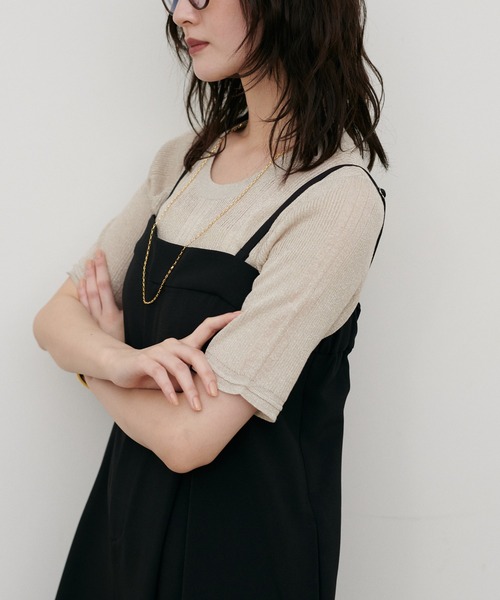LARUTA(ラルータ)の「【LARUTA】ランダムラメリブニットT(ニット/セーター・レディース・ライトベージュ/ゴールド/ブラウン/ブラック・FREE)」の6枚目の写真