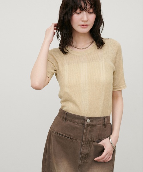 LARUTA(ラルータ)の「【LARUTA】ランダムラメリブニットT(ニット/セーター・レディース・ライトベージュ/ゴールド/ブラウン/ブラック・FREE)」の10枚目の写真