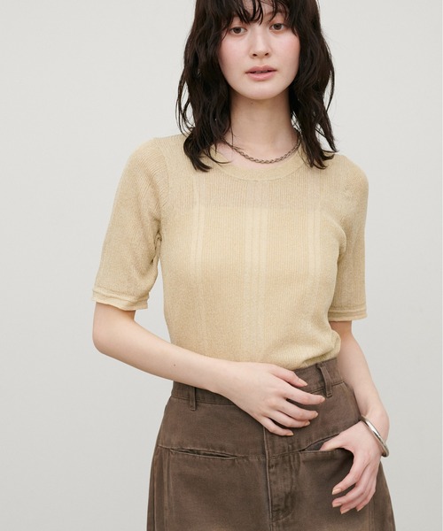 LARUTA(ラルータ)の「【LARUTA】ランダムラメリブニットT(ニット/セーター・レディース・ライトベージュ/ゴールド/ブラウン/ブラック・FREE)」の12枚目の写真