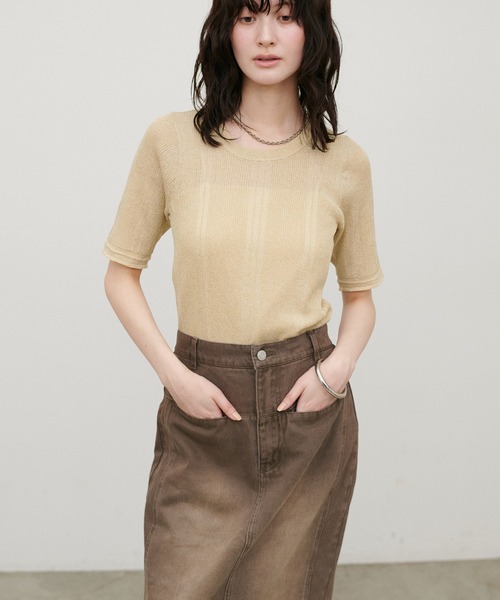 LARUTA(ラルータ)の「【LARUTA】ランダムラメリブニットT(ニット/セーター・レディース・ライトベージュ/ゴールド/ブラウン/ブラック・FREE)」の11枚目の写真