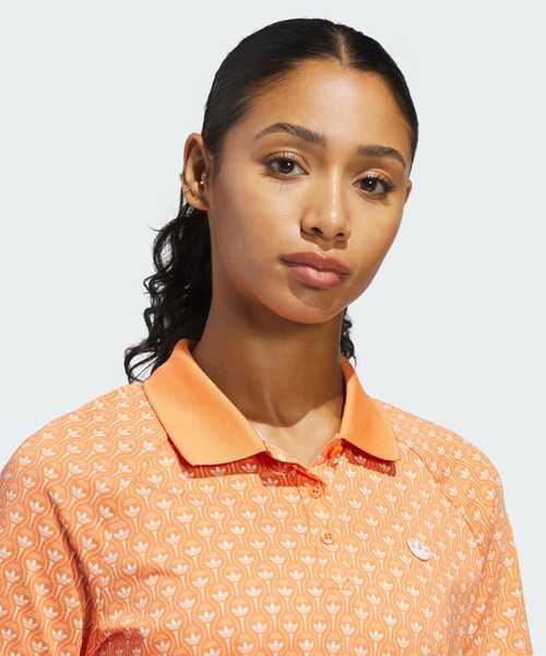 adidas（アディダス）の「オリジナルス オールオーバー トレフォイル ポロシャツ【adidas Golf/アディダスゴルフ】（ポロシャツ・レディース・オレンジ・LARGE/MEDIUM/SMALL/X-LARGE/X-SMALL）」の4枚目の写真