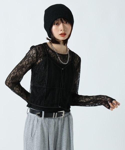 PAGEBOY(ページボーイ)の「レースビスチェセット(Tシャツ/カットソー・レディース・オフホワイト/ブラック・FREE)」の8枚目の写真