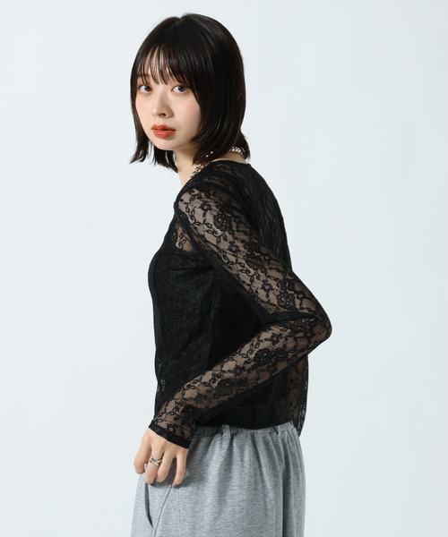 PAGEBOY(ページボーイ)の「レースビスチェセット(Tシャツ/カットソー・レディース・オフホワイト/ブラック・FREE)」の11枚目の写真