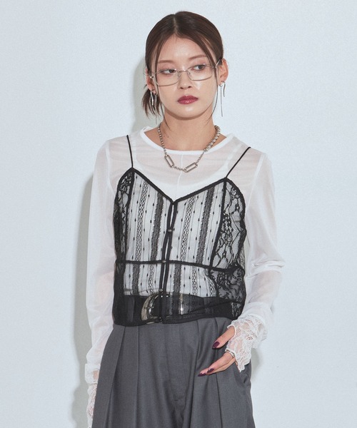 PAGEBOY(ページボーイ)の「レースビスチェセット(Tシャツ/カットソー・レディース・オフホワイト/ブラック・FREE)」の15枚目の写真