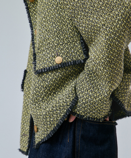 journal standard L'essage(ジャーナルスタンダードレサージュ)の「【一部店舗&WEB限定】GIOLICAツイード C ジャケット(ノーカラージャケット・レディース・モスグリーン・FREE)」の17枚目の写真